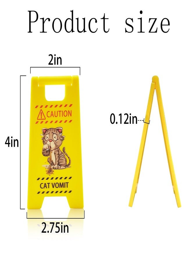 Zeptrix Cat Vomit Caution Sign 3Pcs Funny Mini Cat Warning Overstimulated Desk Signs for Cat Mom Dad Perfect Gag Gift for Women Men Pet Owners Best Friends Humor Enthusiasts Cat Themed Home Office Decorations - Image 2